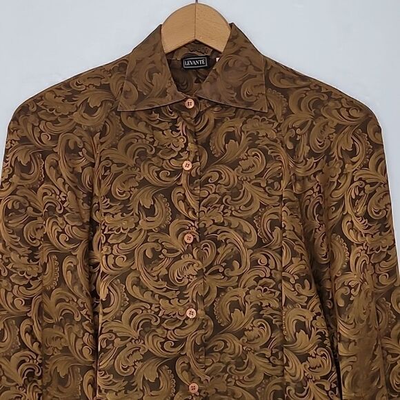 Vintage Levante Silk Shirt Size 10 - Picture 2 of 7